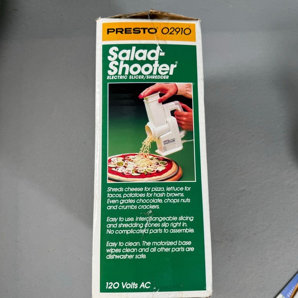 Vintage Presto SaladShooter Electric Slicer Shredder 02910 Cheese Grater In Box - Picture 9 of 14
